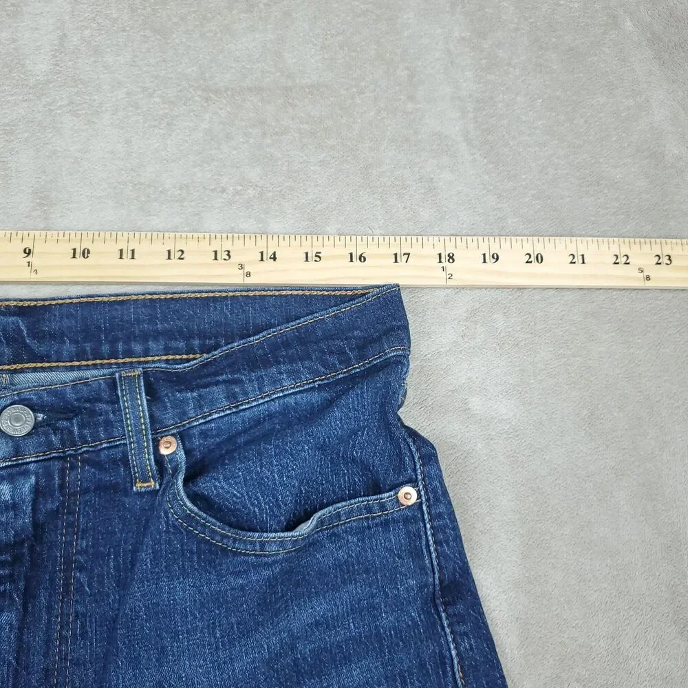 Levis 505 Jeans Mens 34x32 Blue Medium Wash Straight Stretch Zip Fly Denim